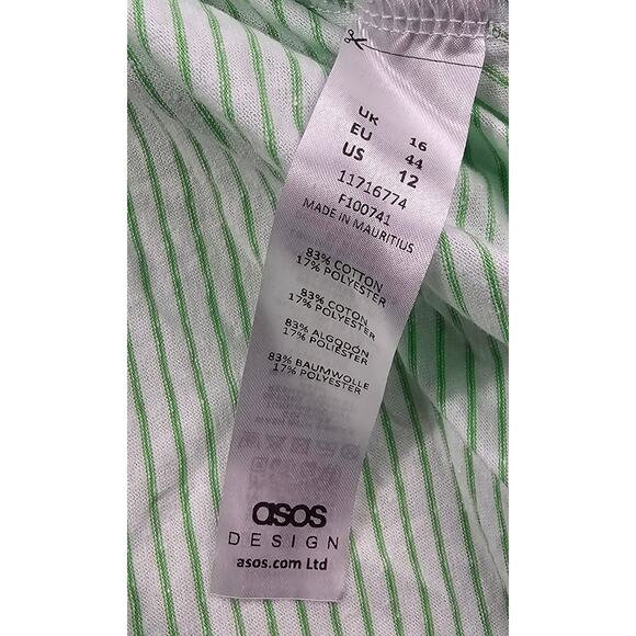 Asos curve 12P 12 PETITE EUC green striped casual comfort tunic top 1/2 sleeve - Picture 8 of 11